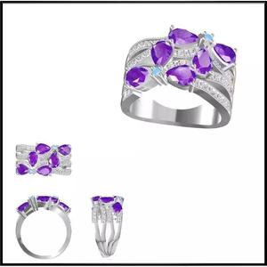 JCD Format Unique color stone rings cad color stone ring design