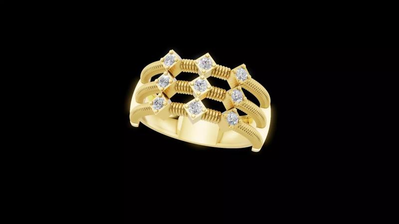 UNIQUE BAND DIAMOND RING JEWELRY WITH RENDER DETAILS