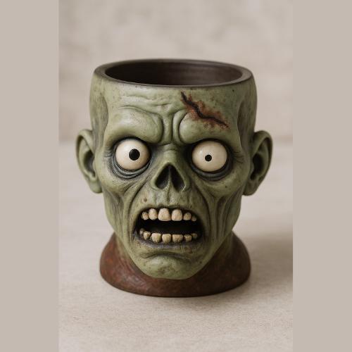 Zombi, maceta, decoración, hogar, porta objetos, dulcero, fiesta, Halloween,