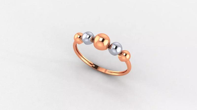 Beads Balls Ultra light wt minimalist Plain Gold Ring 3dm stl