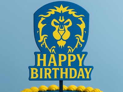 cake topper Happy Birthday Warcraft
