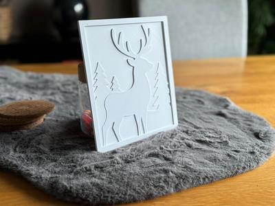 Winter Deer in the Forest – 3D Decor in Frame