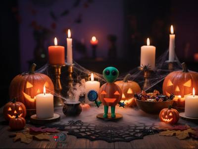 Alien Pumpkin Halloween Decoratiom