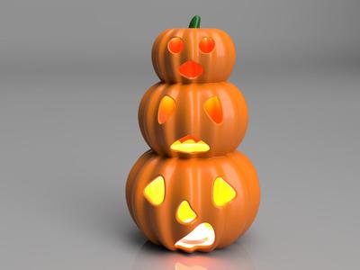 Stacked Halloween Pumpkin Lantern - Tea Light
