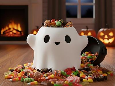 Halloween Cute Ghost Trick or Treat Candy Bowl