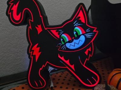 Retro Inspired Cartoon Black Cat Halloween Light