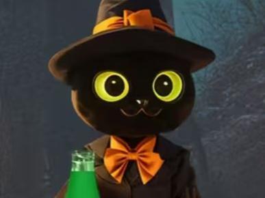 Cat in a Witch Costume