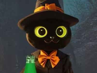 Cat in a Witch Costume