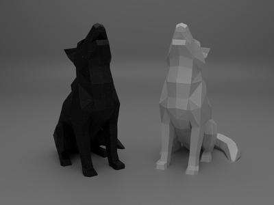 Low-Poly Wolf Figurine