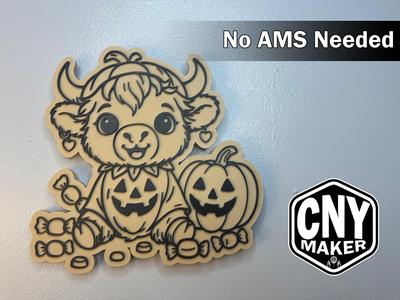 Cute Highland Cow Halloween Wall Art - No AMS