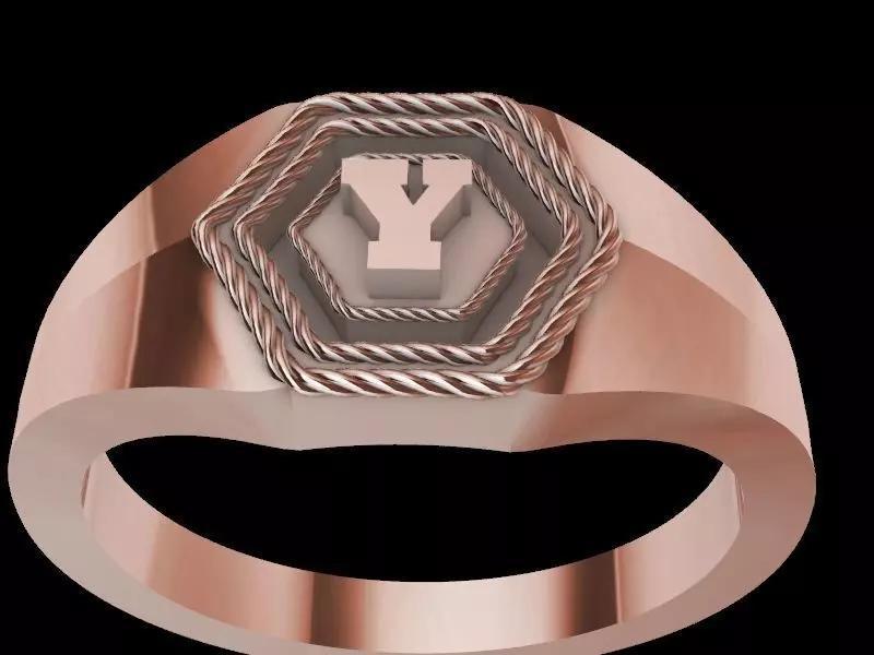 y alphabet hexagon signet ring stl verified