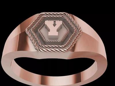 y alphabet hexagon signet ring stl verified