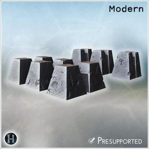 Set of 22 concrete dragon teeth for defensive fortifications hig