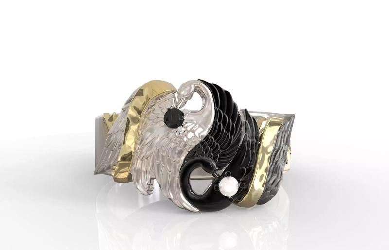 Ring Yin Yang Swans