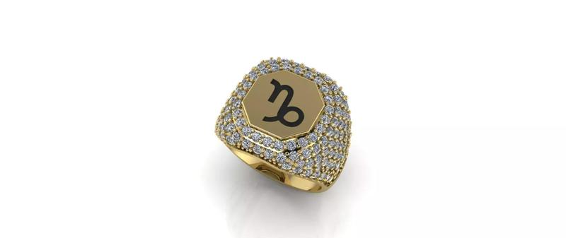 Zodiac Ring With Diamonds - Capricorn