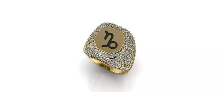 Zodiac Ring With Diamonds - Capricorn