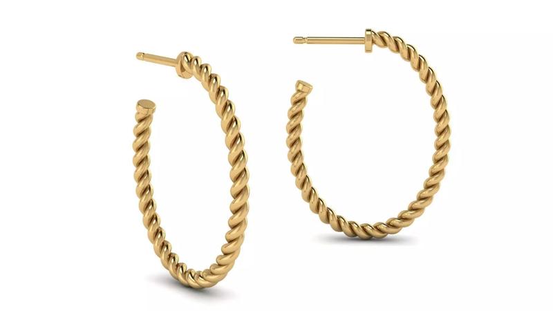 Cable Oval Hoop Earrings 27x21 mm