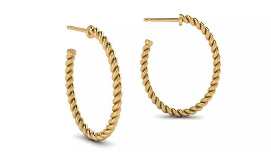 Cable Oval Hoop Earrings 27x21 mm