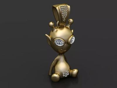 BABY ALIEN PENDANT 3D PRINTABLE MODEL