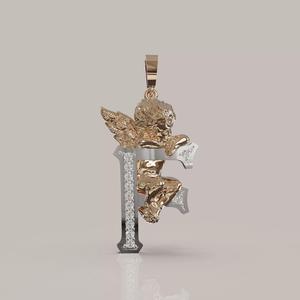 Angel Letter F 3D Model for Jewelry Design Printable Model