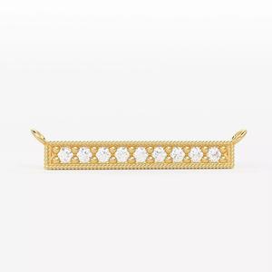 Bar Diamond Pendant Gold Zircon Layering Charm Necklace