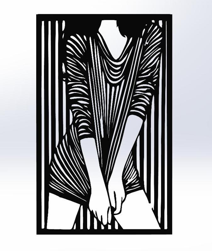 Elegant Lady in a Short Skirt: Stylish Line Art Illustration