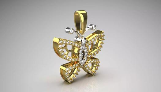 Luxury two-tone gold butterfly necklace diamonds model jp0253