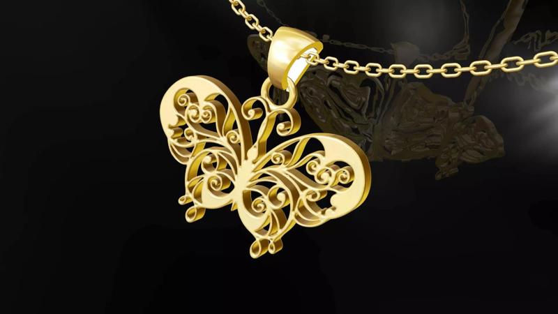 butterfly pendant jewelry gold necklace medallion