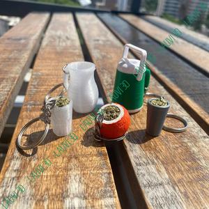 Tereré Keyrings (Thermos, Pitcher, Glass and Aluminum Tumbler, Orange)