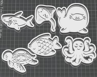 Pack 6 STL 3D Marine Cutters - Pack 6 ocean animal molds to undertake and sell volume 2