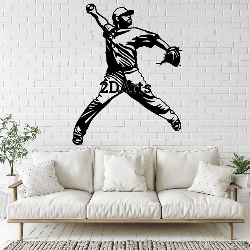 Celebrate the Game with Baseball Player 2D Wall Art/Window Art - Digital STL & SVG Files for 3D Printing and Laser Cutting