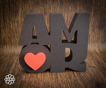 "AMOR" 3D Decorative Centerpiece with Heart Detail