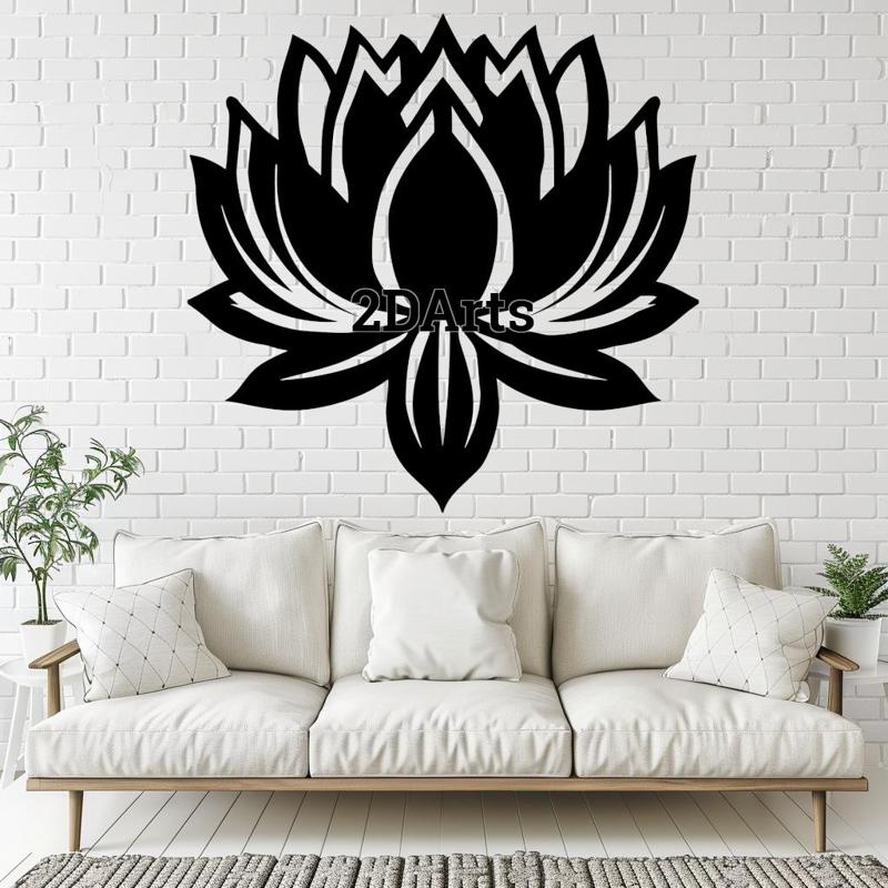 Lotus Flower 2D Wall Art/Window Art - Digital STL & SVG Files for 3D Printing and Laser Cutting