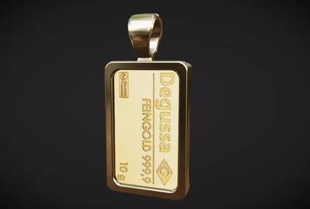 custom 10g gold Degussa bar mount frame