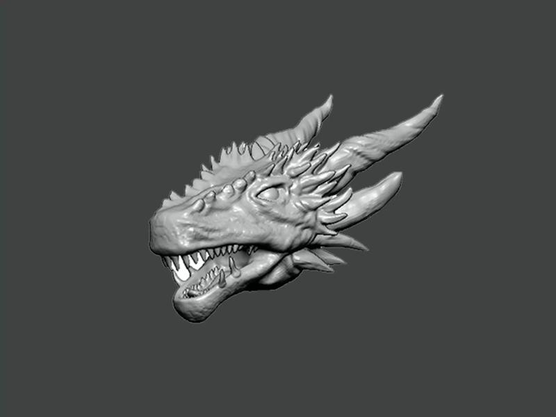 3D Model-ANIMAL0001 dragon head with horns