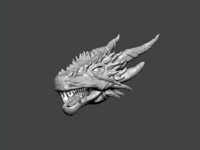 3D Model-ANIMAL0001 dragon head with horns
