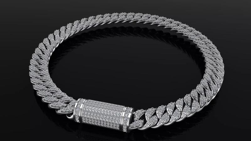 12mm box lock Necklace Chains diamond  3d print model