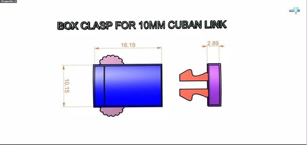 Box clasp lock for 10mm Cuban chain LK-005