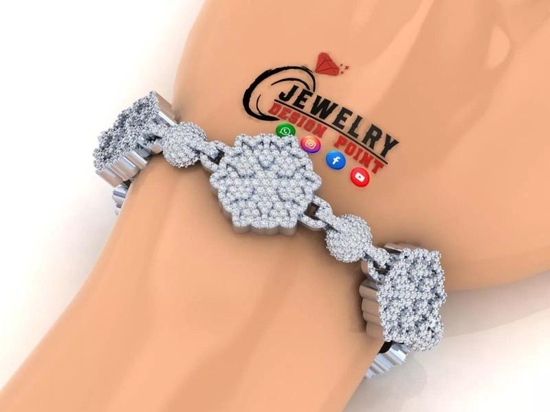 Custom Snowflake with Bead Ball Bracelet Link - Snowflake Emoji