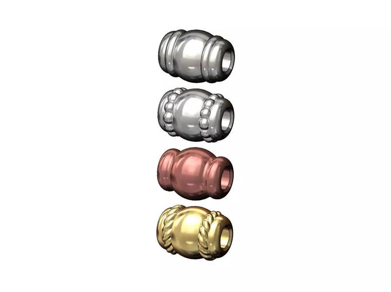 Barrel shaped bead and charm