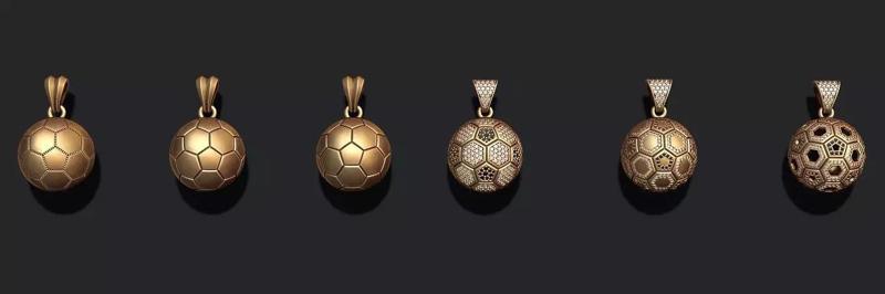 Football ball pendant 3d pack set