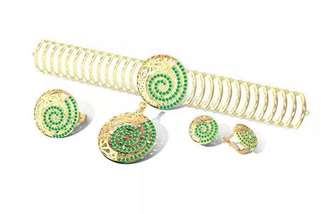 Luxury Spiral Jewelry Set Bracelet Ring Earrings 3D Model 2137