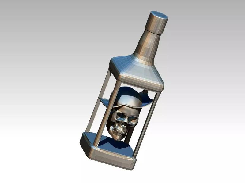 JD bottle skull pendant