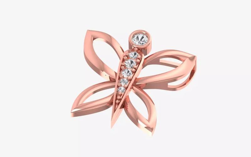 Solitaire Women Butrfly Pendants 3dm STL OBJ FBX Renders Details