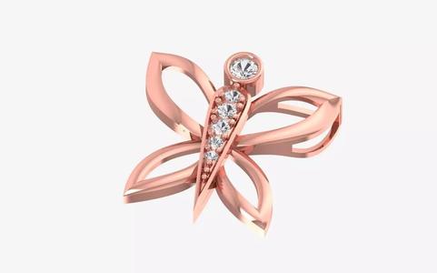 Solitaire Women Butrfly Pendants 3dm STL OBJ FBX Renders Details