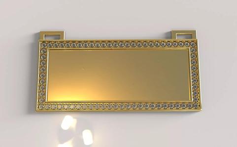 Rectangle Pendant with Gem Border