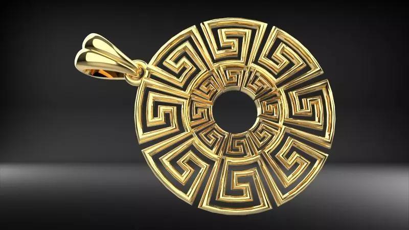 spiral greek pattern Pendant necklace Jewelry