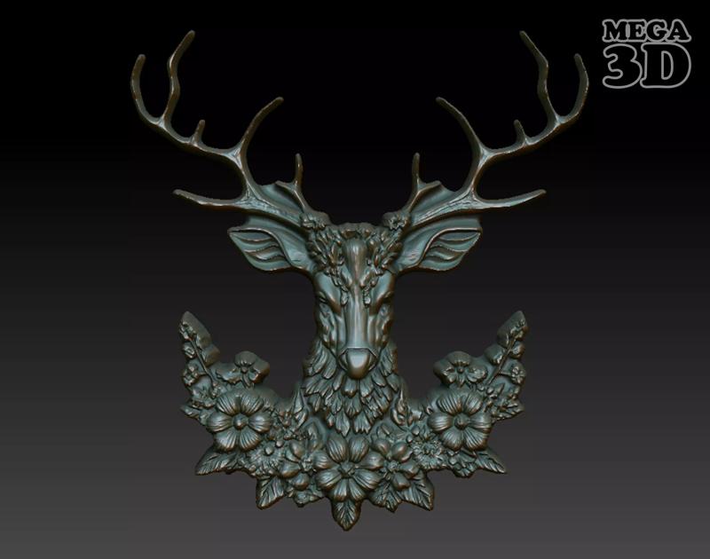 Stag Pendant Bas Relief 01 230612