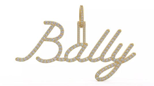 Model 1112 Bally Name Diamond Iced Out Pendant