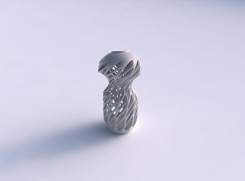 Vase twisted bend inward with smooth cuts and extruded top ec...